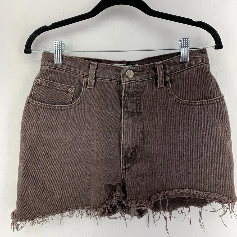 Vtg Arizona Jean Co Y2K Cutoff Denim Shorts Boho Hippie Grunge Festival Brown 11 - Picture 1 of 7